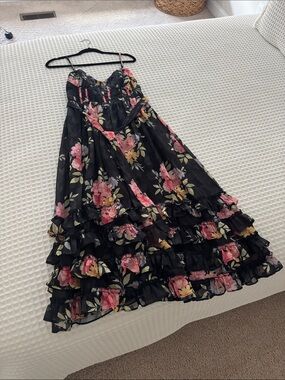 Lulus Black Floral Dress